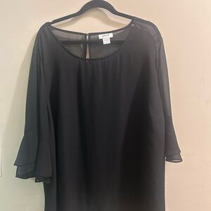 Avenues Women’s Black Sheer Blouse with Tank and Flared Sleeves. Size: 26/28